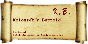 Koloszár Bertold névjegykártya